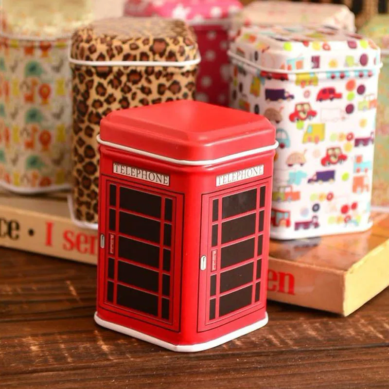 

1PC 4.3*6.5cm Metal Candy Box Trinket Tin Jewelry Iron Tea Coin Storage Box Square Case Home Organization Storage Box