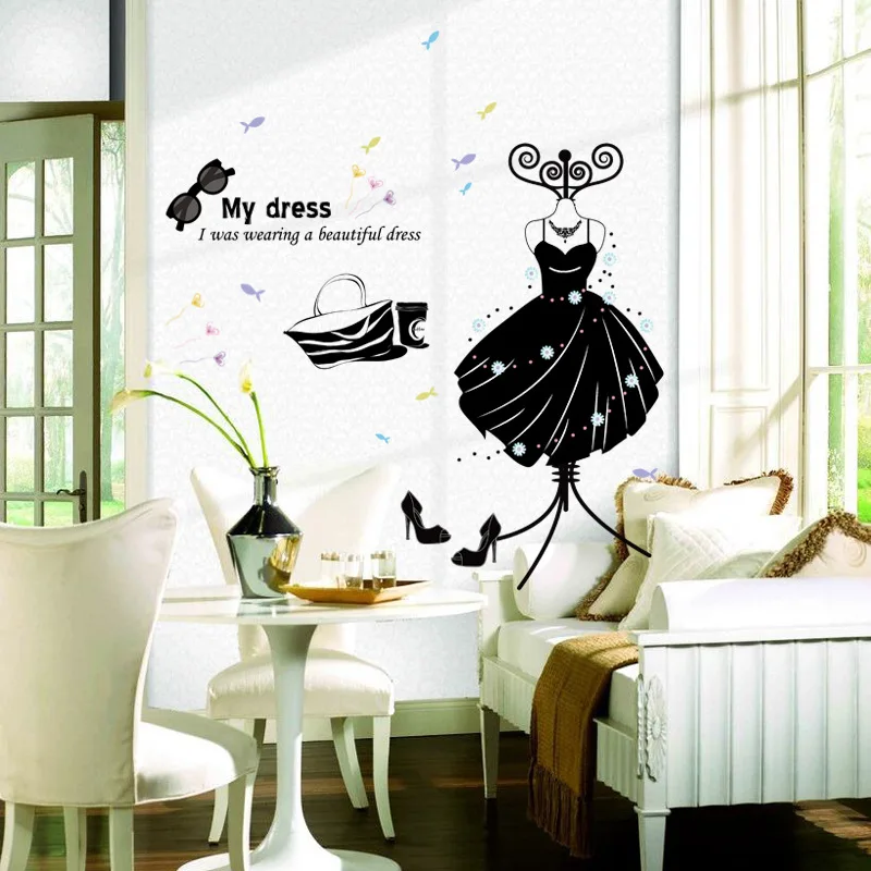 Creative My dress wall sticker fashion Women's clothing store window