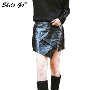 

Leather Shorts Womens Spring Fashion sheepskin genuine leather shorts high waist sexy concise asymmetrical shorts skirts