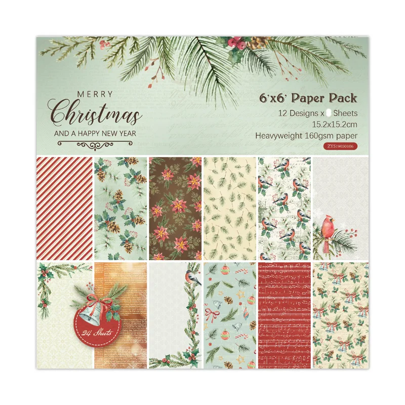 

KLJUYP 12 Sheets Merry Christmas Scrapbooking Pads Paper Origami Art Background Paper Card Making DIY Scrapbook Paper Craft