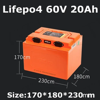 

waterproof 60v 20Ah Lifepo4 71.2v power BMS Battery Pack ebike 1500w Motor Energy scooter ups power system +5A charger