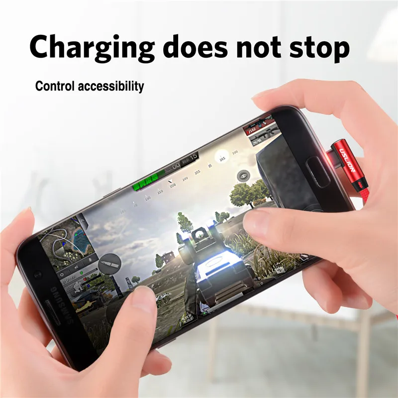 USLION L Type Micro USB Cable For Samsung Xiaomi Huawei MEIZU SONY Android 2A Charge fast charging cables Data Adapter 90 Degree