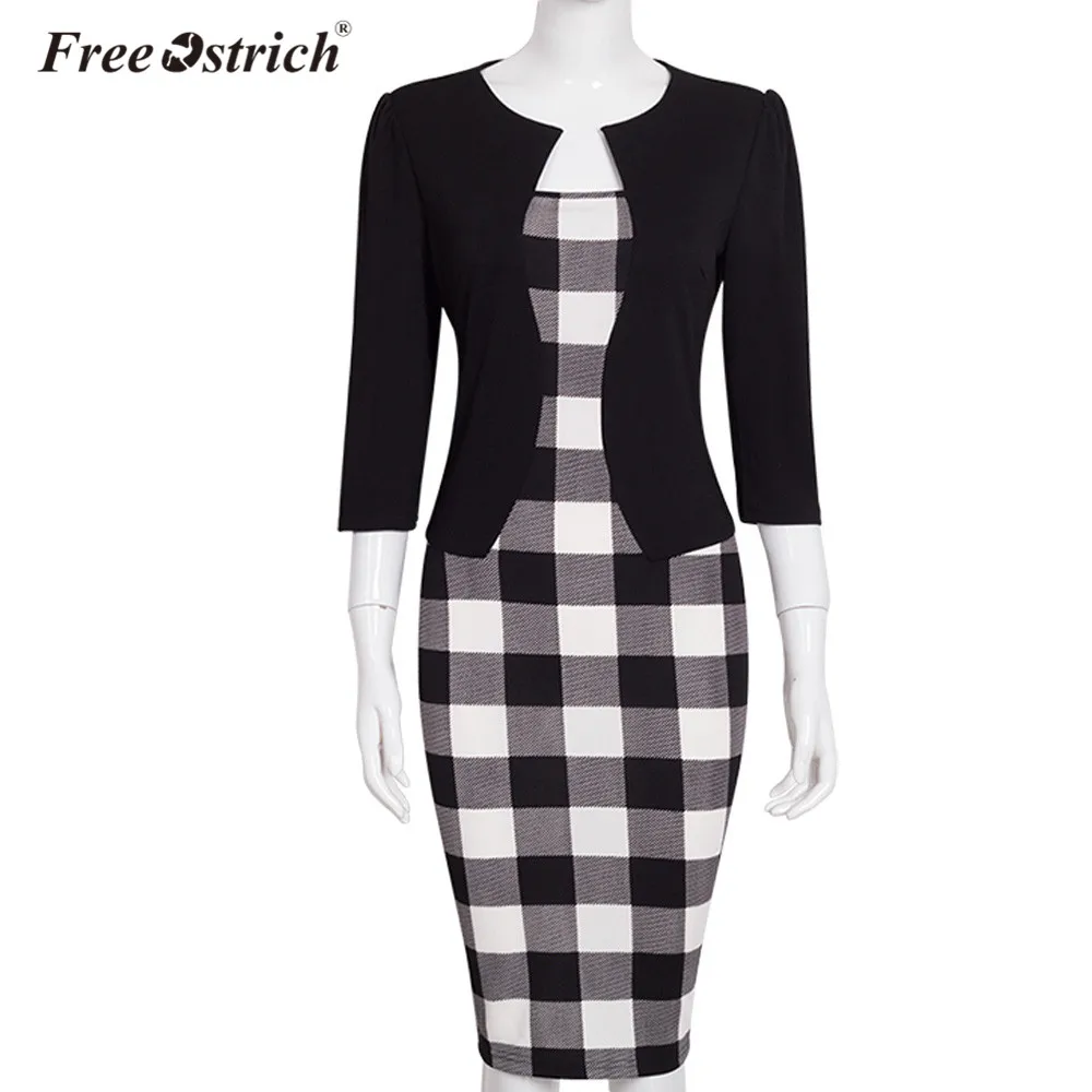 

Free Ostrich Dress Women 2019 Autumn One-piece O Neck Bodycon Casual Long Sleeve Female Vestidos S40