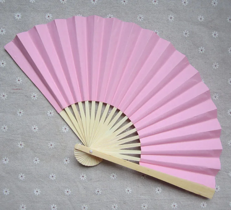 [I AM YOUR FANS] Free Shipping 300pcs/lot 23CML Pink paper wedding fan