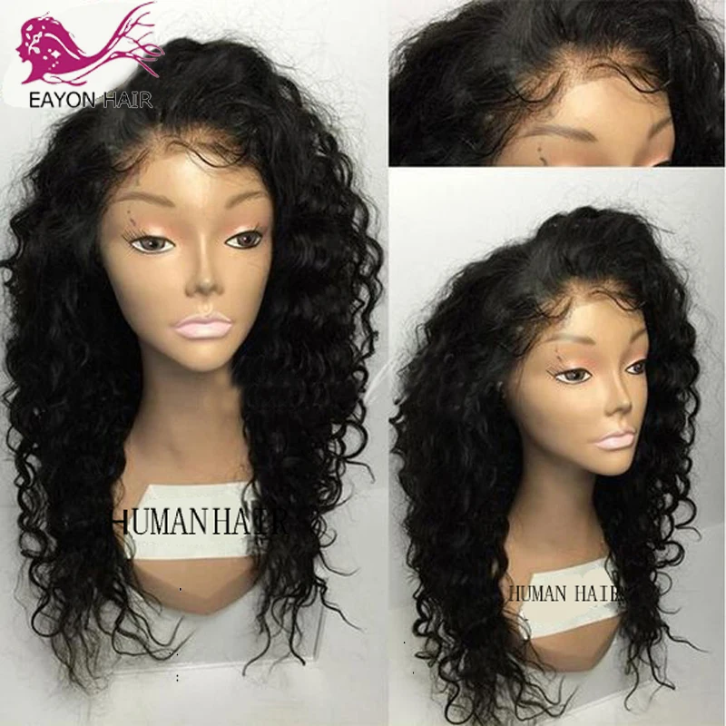 

EAYON HAIR Human Hair Full Lace Wigs Pre Plucked Natural Hairline With Baby Hair Curly Brazilian Remy Hair Wigs Bleached Knot