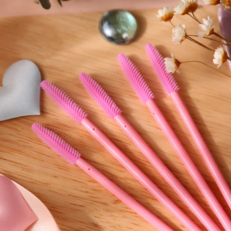 Красивые Силиконовые кисти 200 шт./лот одноразовые палочки для туши аппликаторы для ресниц для наращивания макияжа одноразовые кисти для ресниц - Handle Color: full pink