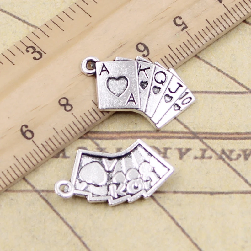 

10pcs Charms playing cards poker train seqence 24x13mm Tibetan Silver Plated Pendants Antique Jewelry Making DIY Handmade Craft
