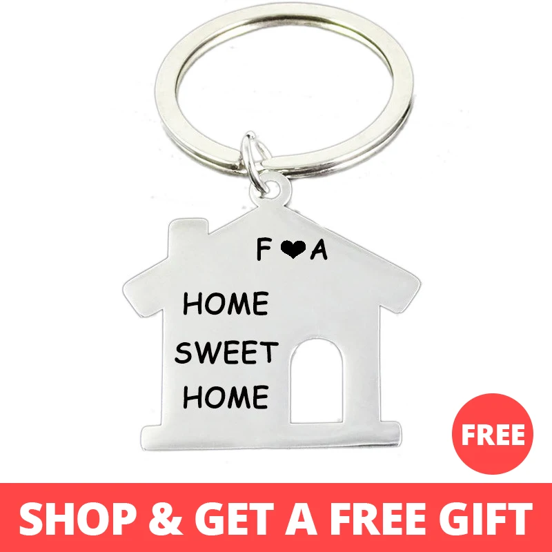 Personalized House Key Chain Stainless Steel Engraved House Charm