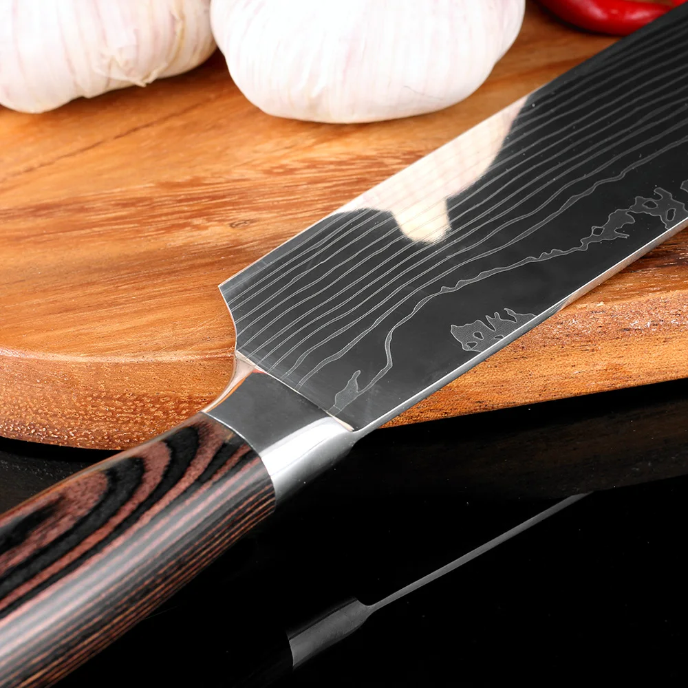 XITUO 7''Japan Santoku нож шеф повара из прочной нержавеющей стали, имитирующий дамасский узор, нож для овощей, удобная ручка