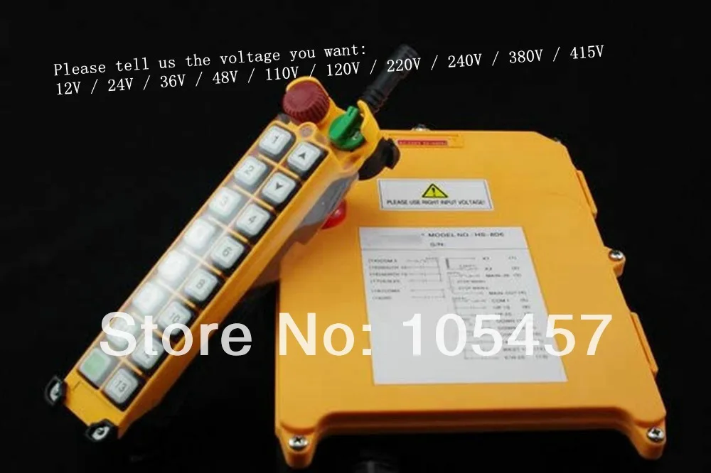 

16 Channels 1 Speed Hoist Crane Truck Radio Remote Control System with Emergency-Stop Tell us the voltage you need