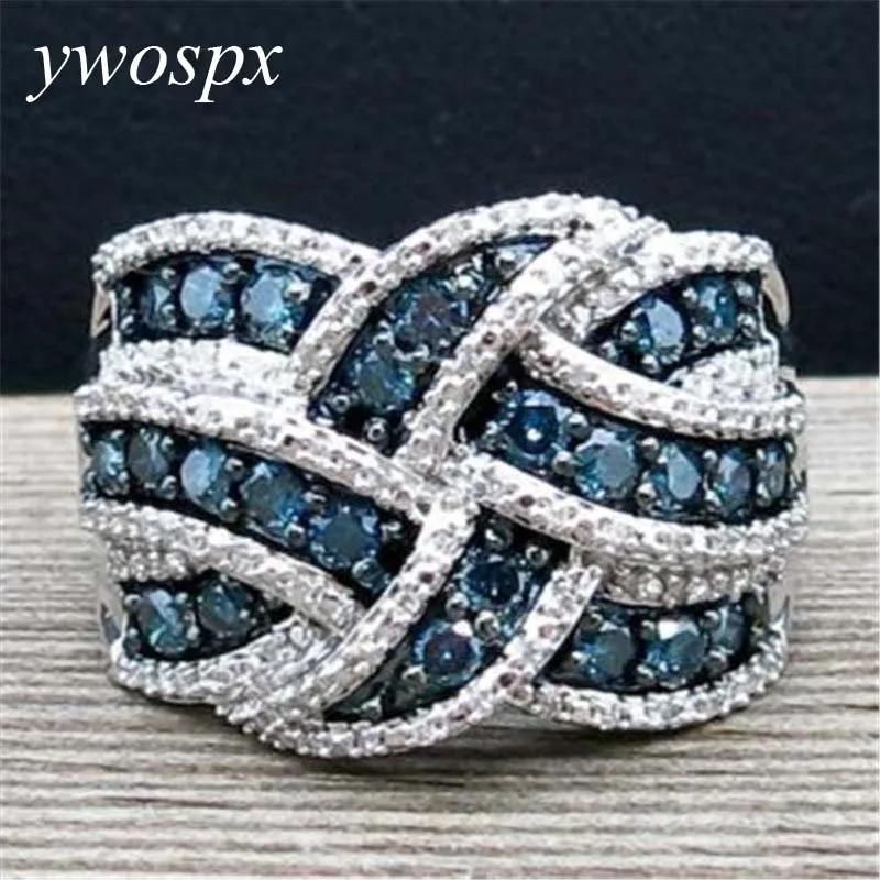 Роскошные серебряные кольца YWOSPX с фианитом для женщин ювелирные изделия