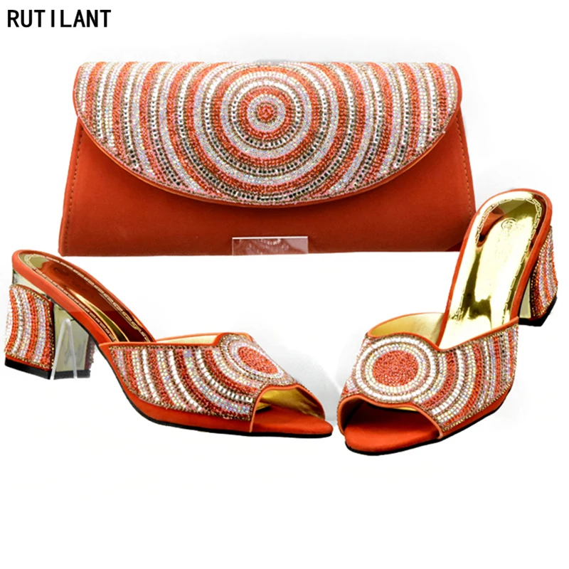 

Matching Italian Shoes with Matching Bags for Wedding Matching Shoe and Bag Set Decorated with Rhinestone Party Shoes and Bag