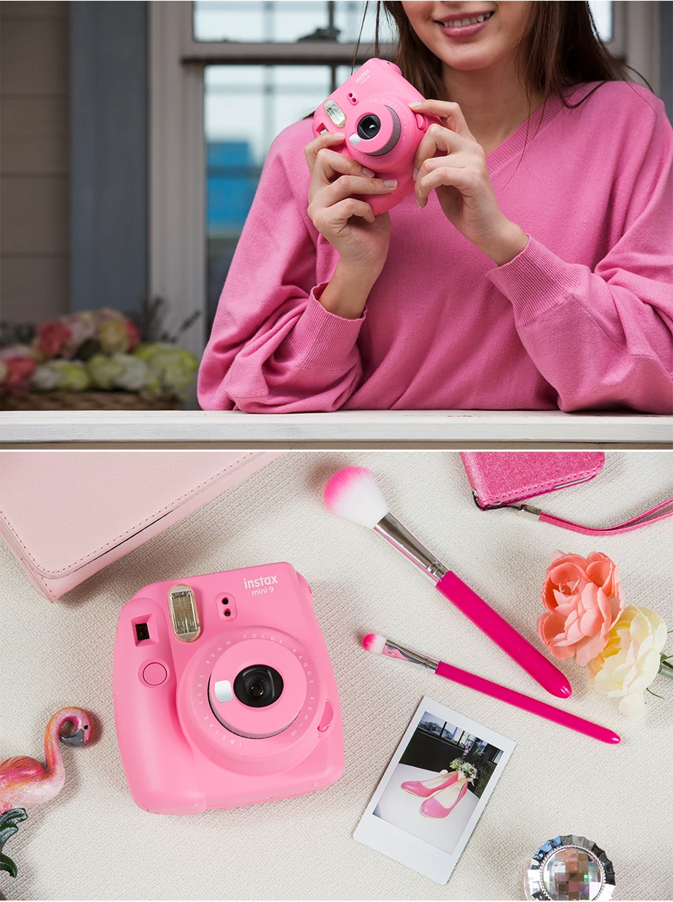 Фламинго розовый Fujifilm Instax Mini 9 камера+ 50 фотографий снимки Fuji Instant Mini 8 белая рамка пленка+ 20 шт наклейки и ручка