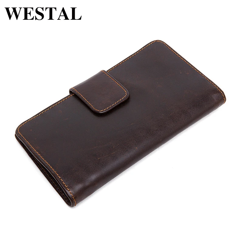 

WESTAL Genuine Leather Wallet Male Clutch Men Wallets male leather Wallet Credit Card Holder Multifunctional Coin Purse 3314