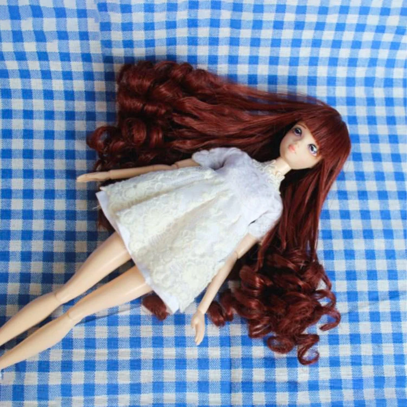 1/12 готовой головной убор волосы трессы для кукол кукла парик для шарнирной куклы кудри кукольный парик аксессуары