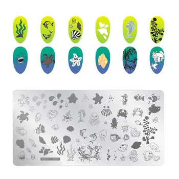 

Plant Rectangle Stamping Template Cute Cat Fish Pattern Manicure Nail Art Stamp Image Plate