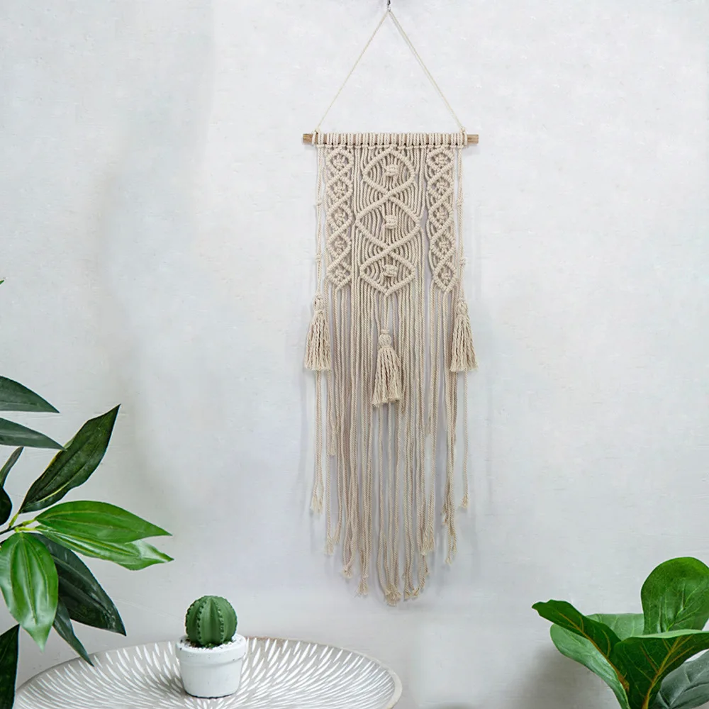 

Handmade Bohemian Macrame Wall Hanging Woven Tapestry Home Decor Boho Chic Apartment Studio or Dorm Decorative Interior Wall Art