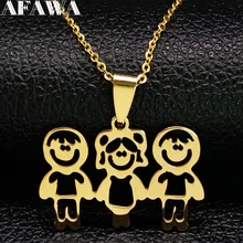 Collier en acier inoxydable 2021 pour mère, garçon et fille, pour famille, couleur or, bijoux pour fête des mères, colgantes mujer moda N374S01