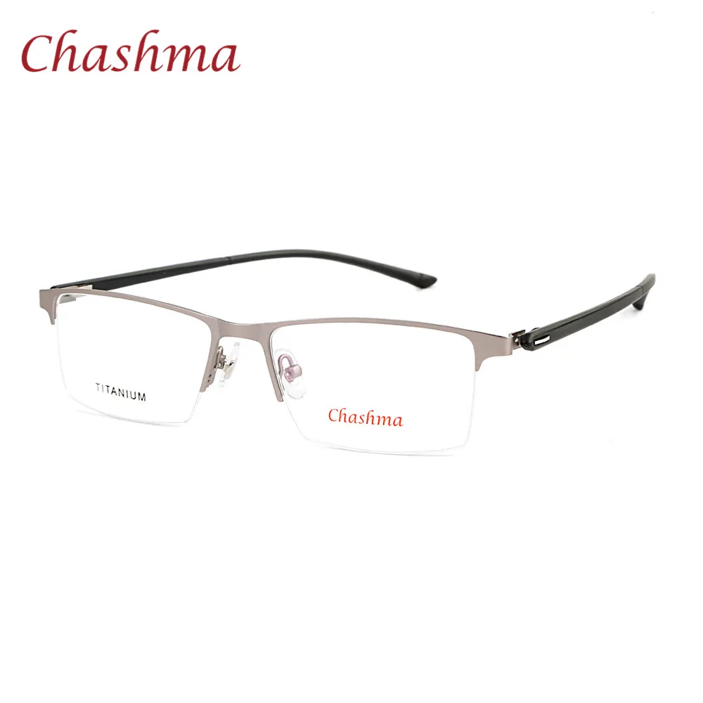 Мужские очки в полуоправе Chashma брендовые дизайнерские из сплава с прозрачными