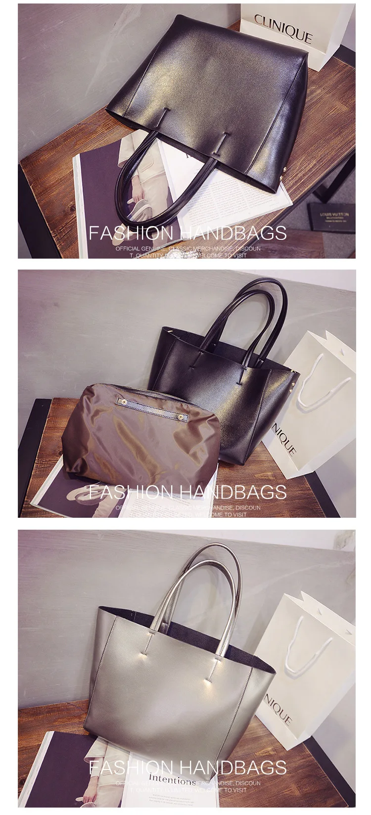 Модная женская трендовая Сумка-тоут, новая модная сумка на плечо двойного назначения, Высококачественная женская сумка через плечо, композитная сумка большой емкости