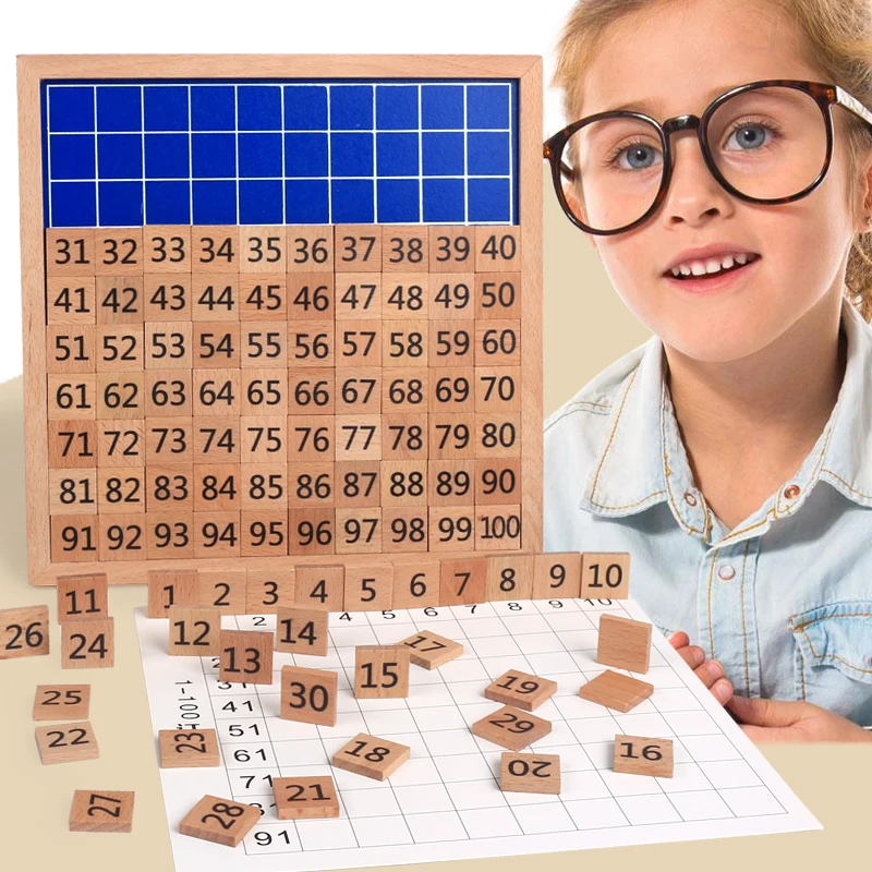  Baby Montessori Education Wooden Toys 1-100 Digit Cognitive Math Toy 99 Multiplication Table 10*10 