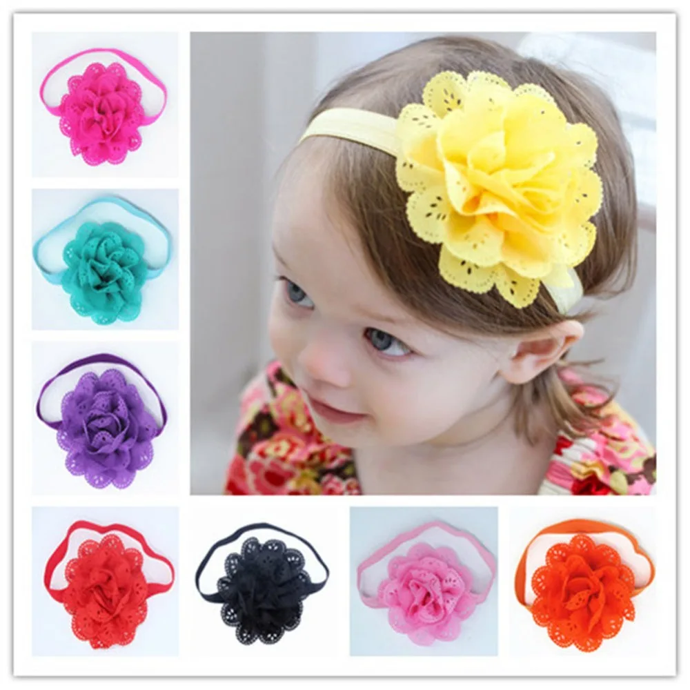 

New Hair Accessories Children elastic hair bands Headwear Girls flower bow hollow out flower Headband