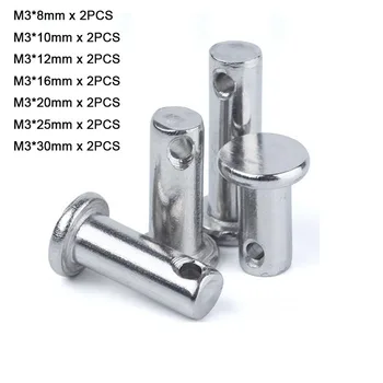 

M3 304 Stainless Steel Pin Shaft Flat Head With Hole Cylindrical Pin Positioning Pin Kit Length 8-30mm