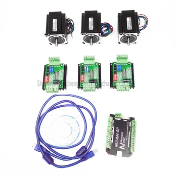 

top grade mach3 CNC USB 4 Axis Kit, 3pcs TB6600 driver+ USB stepper motor controller card 100KHz + 3pcs nema23 270oz-in motor