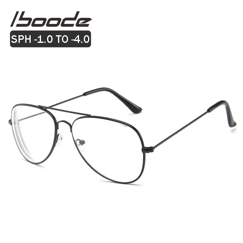 

iboode Women Men Myopia Optical Prescription Glasses Pilot Eyeglasses Frame Nearsighted Shortsight Goggles Diopter -1.0 to -4.0