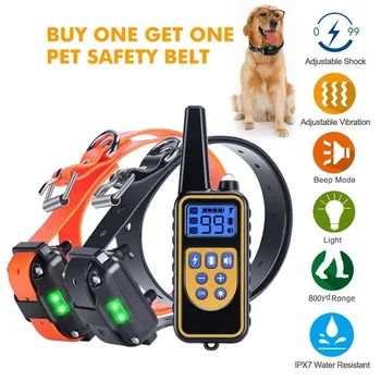 

10Pcs/Lot Remote Dog Training Collar Rechargeable And Rainproof 800M LCD Electric Pet Dog Shock Collar Vibration For 2 Dogs