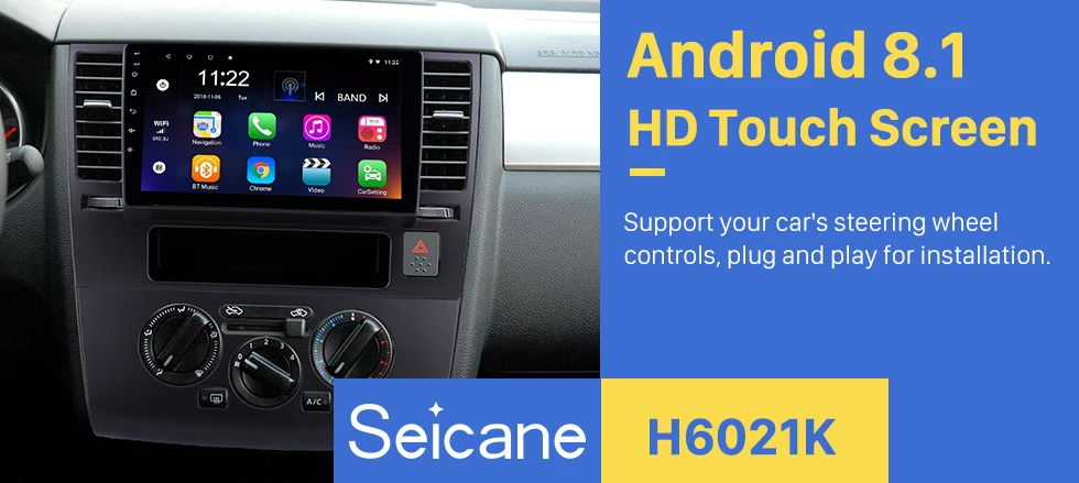 Best Seicane 9 inch for 2005-2010 Nissan Tiida Android 8.1 HD Touch Screen GPS Navigation Radio Bluetooth 3G Wifi Digital TV SWC 0