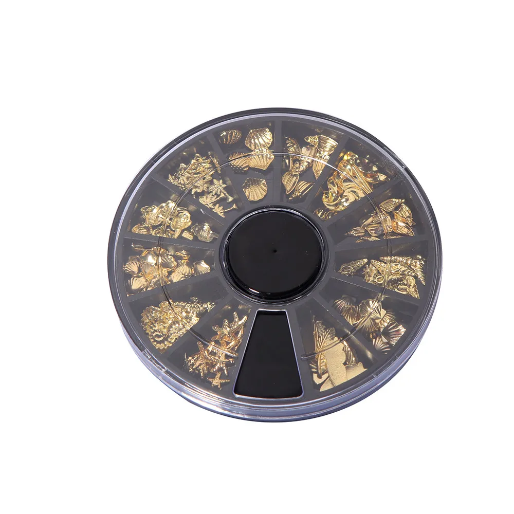 

1box Hot Gold Ocean Series Metal Deco Charms Nail Art Decoration women DIY 14 g #1206& a A