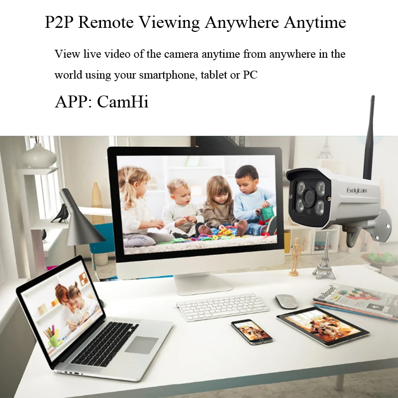 Evolylcam 4CH/8CH NVR Беспроводной 2MP 1080 P IP Камера Onvif P2P Wi-Fi уличная, инфракрасная, цилиндрическая видеонаблюдения системный комплект для фотокамеры