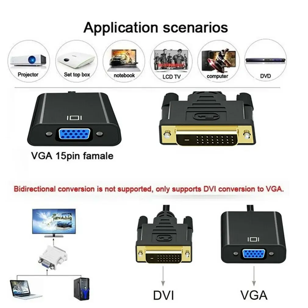 Аудио-видео кабели 1 предмет 26 см Длина DVI-D DVI 24+ 1 штыревой соединительный кабель VGA 15Pin женский активный кабель адаптер конвертер для HDTV