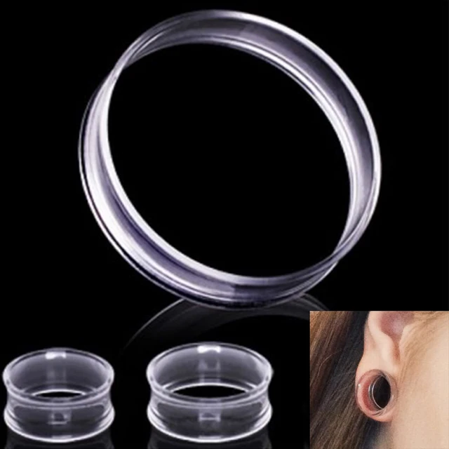 PAIR Saddle Fit Clear Acrylic Flesh Ear Plugs And Tunnels Stretching