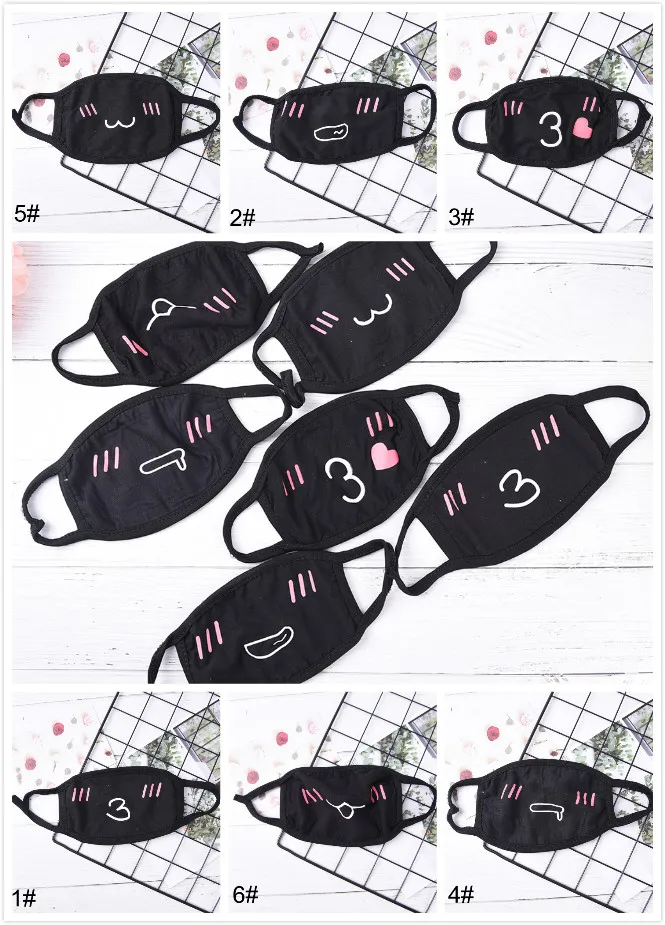 

1PC Unisex Cartoon Funny Teeth Letter Mouth Black Cotton Half Face Mask High Quality