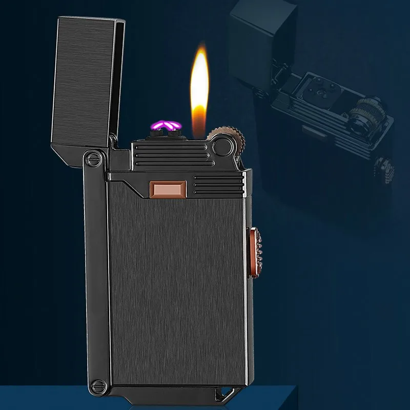 

Multifunction Gas and Electric Lighter Double Arc Plasma Cigarette Lighters Rechargeable USB Charging Gas Lighter Windproof Gfit