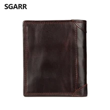 New Vintage Men Genuine Leather Wallets Famous Brand Luxury Mans Small Short Thin Wallet Purses Masculine Carteira Billeteras