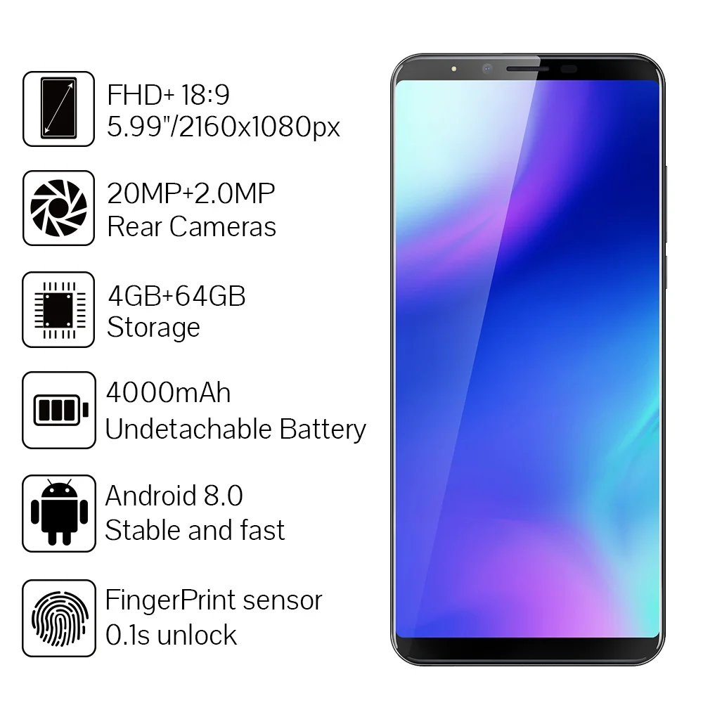 Cubot X18 Plus смартфон с восьмиядерным процессором MT6750T ОЗУ 4 Гб ПЗУ 64 ГБ 5 99 дюйма 18:9 FHD +