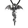 Collar con colgante de dragón para hombre, con cuerda, estilo gótico, Punk, Rock, ala de dragón, Cruz, diseño único ► Foto 3/4