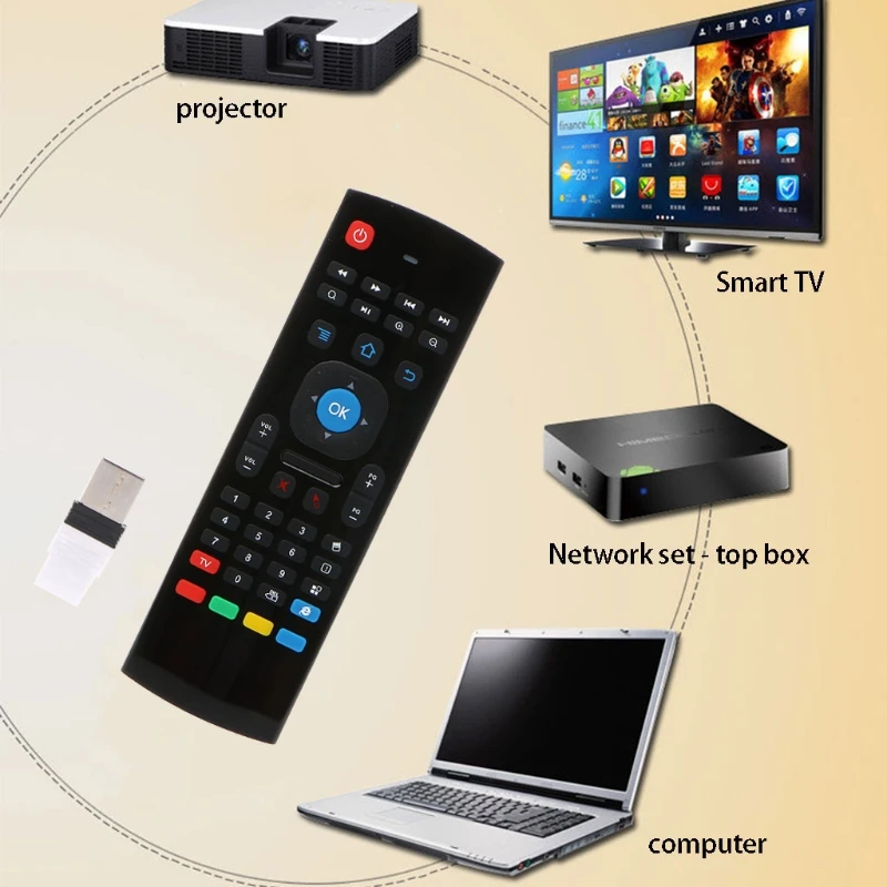 

New MX3 2.4G Air Mouse Mini Wireless Keyboard Qwerty Infrared Remote Control No Mic