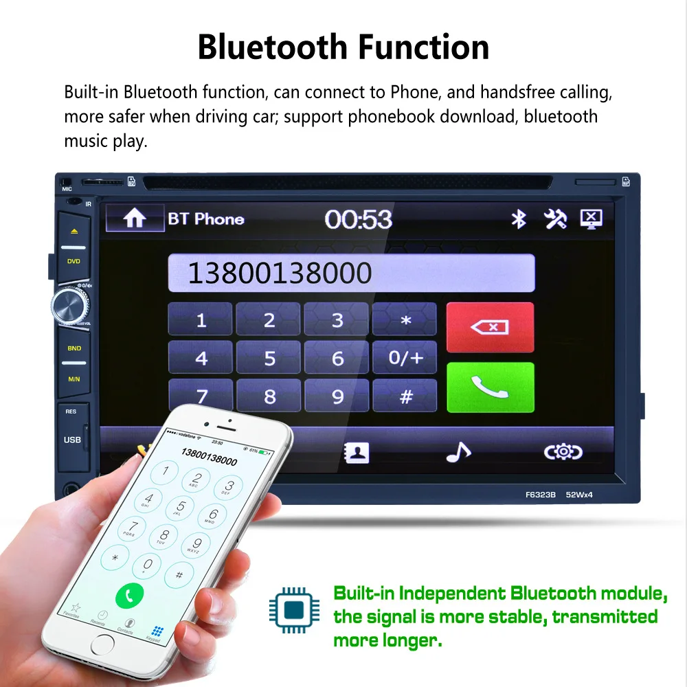 RDS stereo F6323B Car MP5 Player 7 Inch Touch Screen Auto Car MP4 Video Player Radio Remote Control Support Rear View Camera