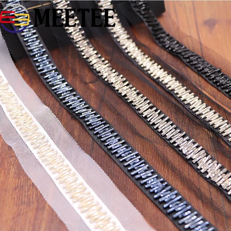 2Meters Pearl Beaded Lace Trims Mesh Ribbon Fabric Decorative Trimmings Wedding Dress Collar Applique DIY Crafts | Дом и сад