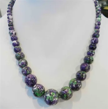 

2014 new fashion beautiful free shipping 6-14mm Multicolor Turkey calaite stone Gems Round Beads Necklace 18"BV10