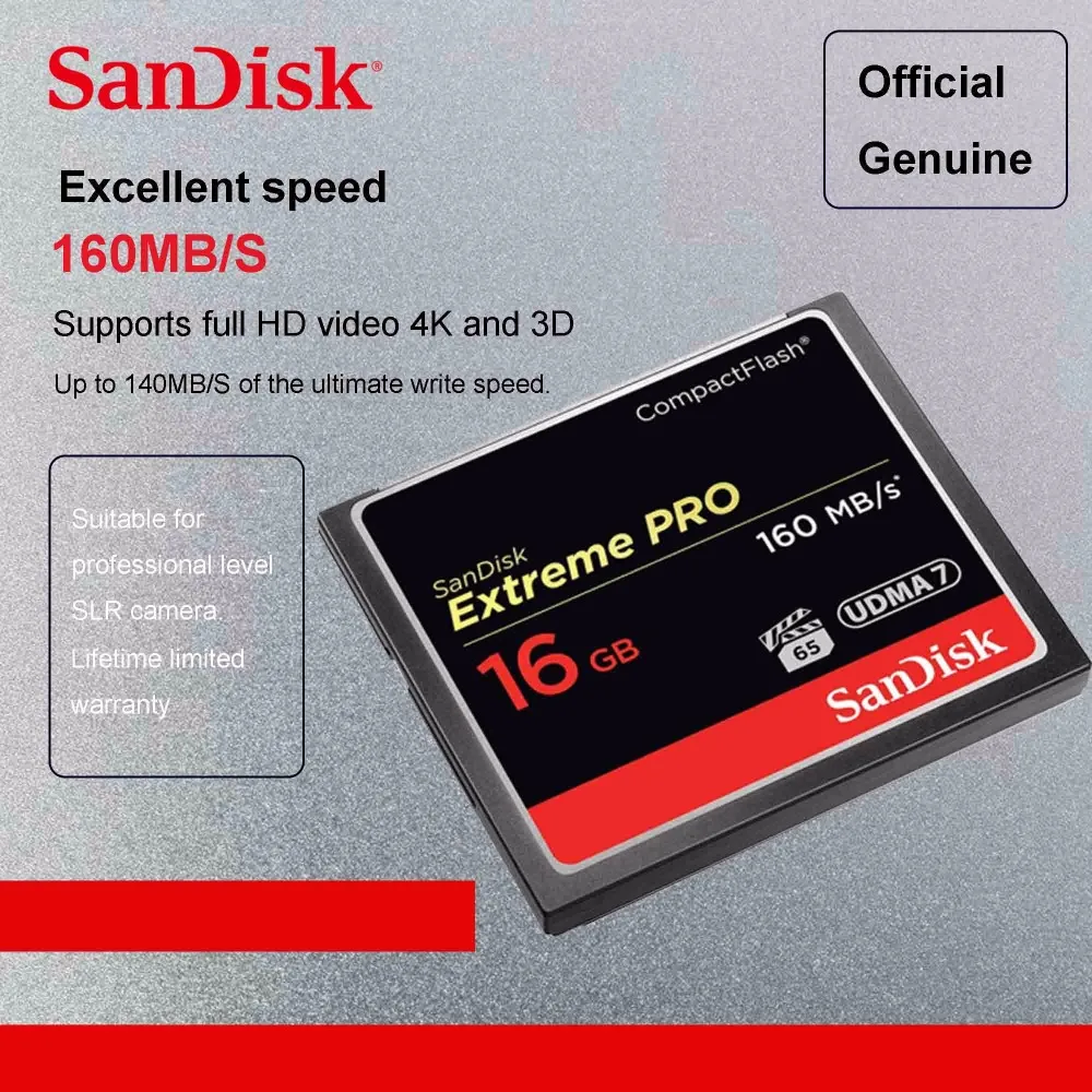Sandisk Extreme Pro CF Card 128GB Compactflash Memory 64GB 32GB 16GB