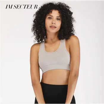 

IM SECTEUR Push Up Sports Bra High Impact Running Adjusted X Back Fitness Women Sexy Seamless Brassiere Sport Bra Top