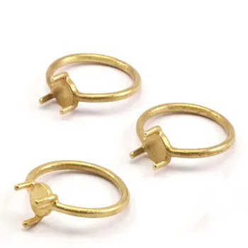 

7pc.. Raw Brass.- sz 5mm Ring Settings - 3 Claws, Ring Blanks - yN101