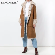 Зимнее теплое толстое шерстяное пальто цвета хаки из замшевой кожи, длинное однобортное пальто, плюшевая мягкая Дизайнерская одежда