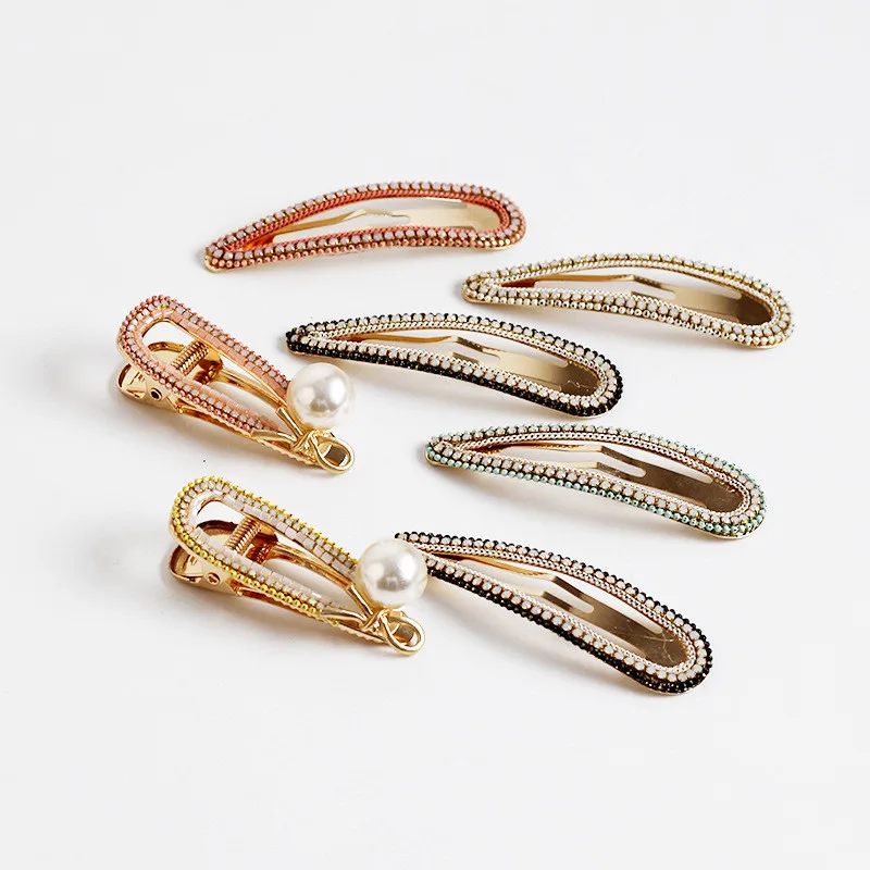 

Free shipping korean hairclips for women hollow rhinestone HairPins girl's drop hair accessories lady's bead side clips