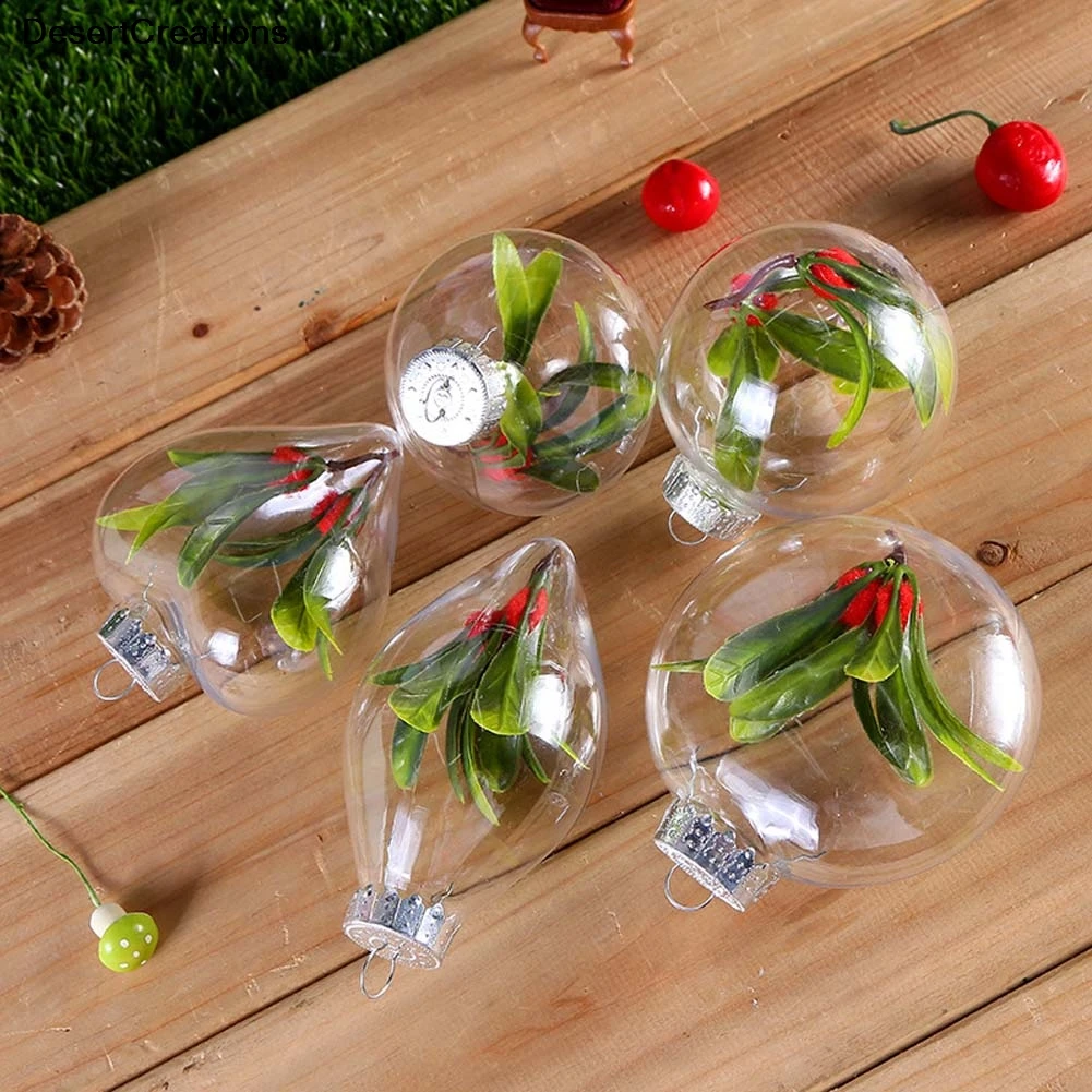 

1Pcs Christmas tree ornaments plastic transparent Christmas ball containing gifts random color 3 styles